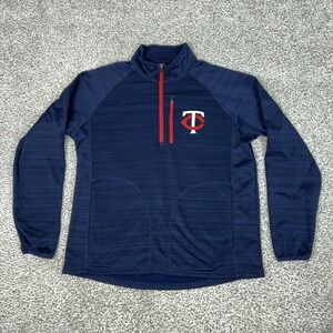 Minnesota Twins Pullover Mens XL Navy MLB Baseball 1/4‎ Zip Jacket Carl Banks
